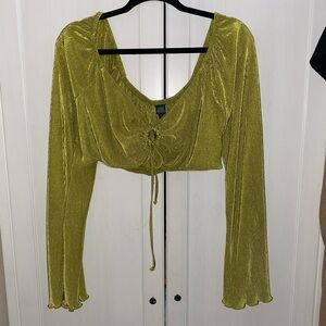 Green long sleeve crop top